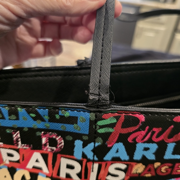 Karl Lagerfeld Paris Multicolor Logo Print Zipper Tote Bag - Picture 8 of 8